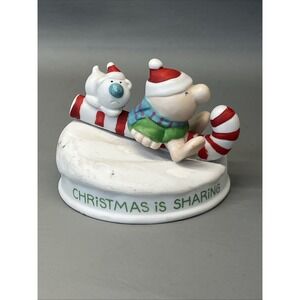 Ziggy Christmas is Sharing Hand Painted Bisque Porcelain Figurine Vintage 80s